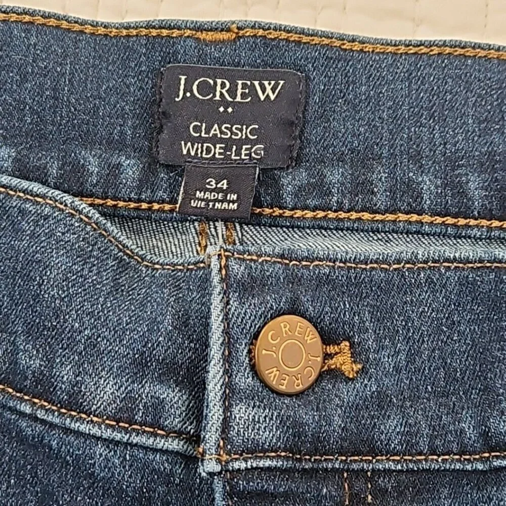 J. Crew Classic Wide-Leg Jeans Women's 34 (W37 x L30) Dark Wash NEW NWT Stretch - Picture 10 of 16